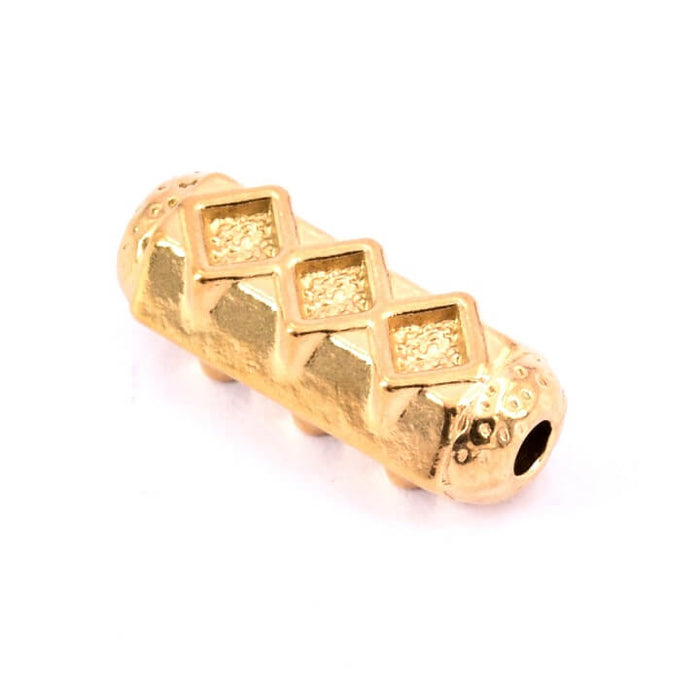 Rohrperle mit graviertem Diamant goldener Edelstahl – 18 x 6 mm. Loch: 2 mm (1)