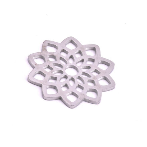 Achat Pendentif connecteur en acier inoxydable fleur 25mm - Trou: 3.5mm (1)