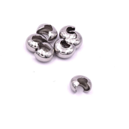 Kaufen Sie Perlen in der Schweiz Crimp-Abdeckperle Edelstahl 4,5x3mm (5)