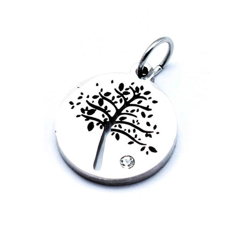 Achat Pendentif rond arbre de vie acier inoxydable avec zircon 12mm (1)