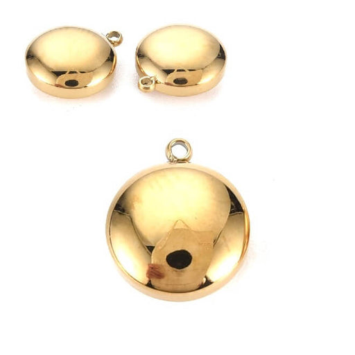 Achat Pendentif rond bombé acier inoxydable doré 10mm - Trou : 1.2mm (1)