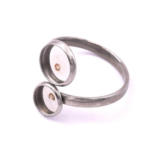 Bague réglable acier inoxydable pour cabochons ronds 8mm et 6mm (1)