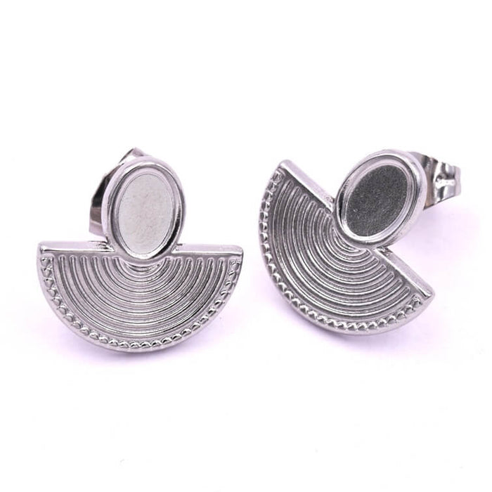 Boucles d'oreilles tige ethnique acier pour cabochon 6x4mm (2)