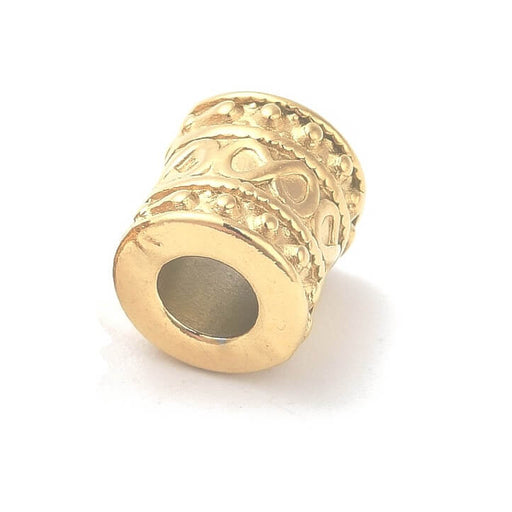 Kaufen Sie Perlen in der Schweiz Ethnische Röhrenperle aus goldenem Edelstahl 8x8mm - Loch: 3.75mm (1)