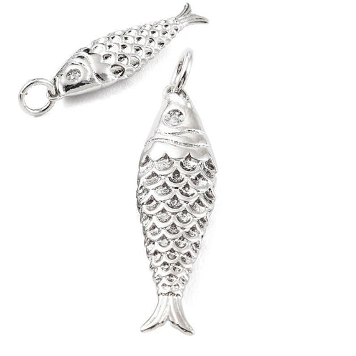 Kaufen Sie Perlen in der Schweiz Anhänger Fisch Platinmessing - 25x7mm - Loch: 3mm (1)