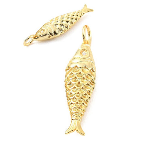 Achat Pendentif poisson en laiton doré 25x7mm - Trou: 3mm (1)