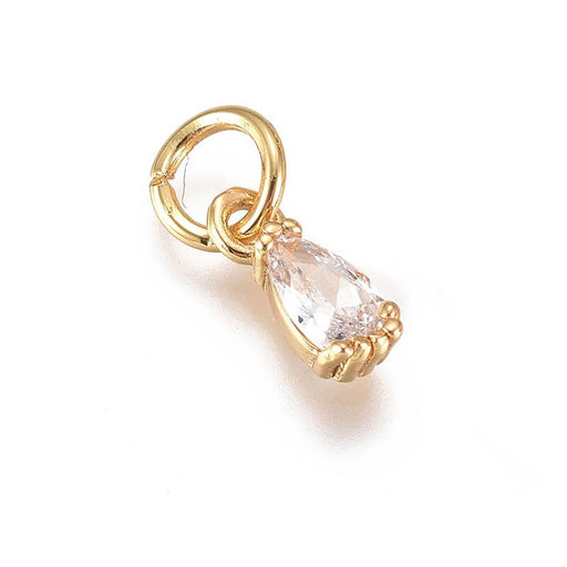 Achat Pendentif breloque goutte perlée zircon doré qualité 8x3mm (1)