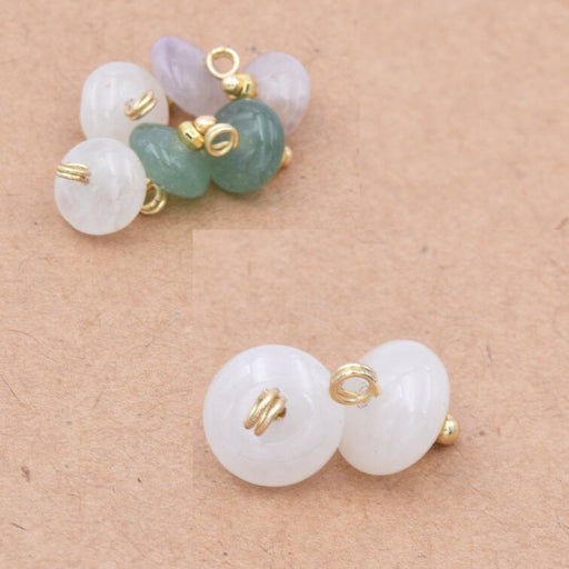 Achat Pendentif rondelle bouton en jade blanc et laiton doré 10mm (2)