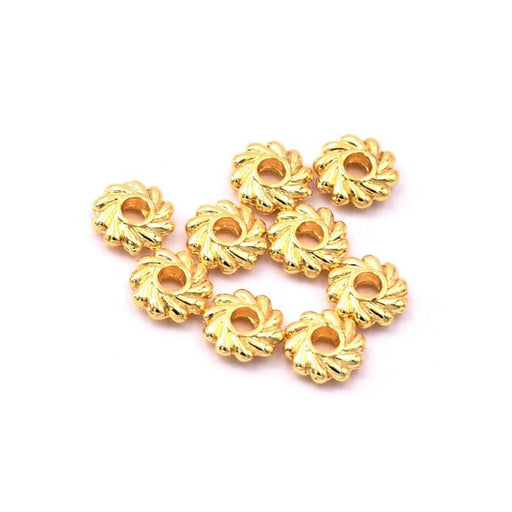 Kaufen Sie Perlen in der Schweiz Heishi-Perlentrenner, Blume, goldfarbenes Metall, 5 x 1 mm – Loch: 1,2 mm (10)