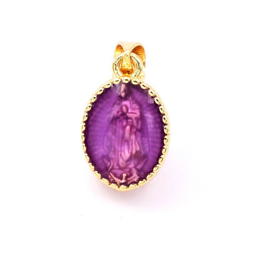 Achat Médaille miraculeuse ovale avec Vierge émail violet 15mm et bélière (1)