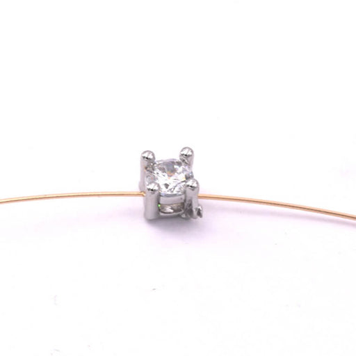 Perle chaton zircon cube monté laiton rhodié 3mm - Trou 1.2mm (1)