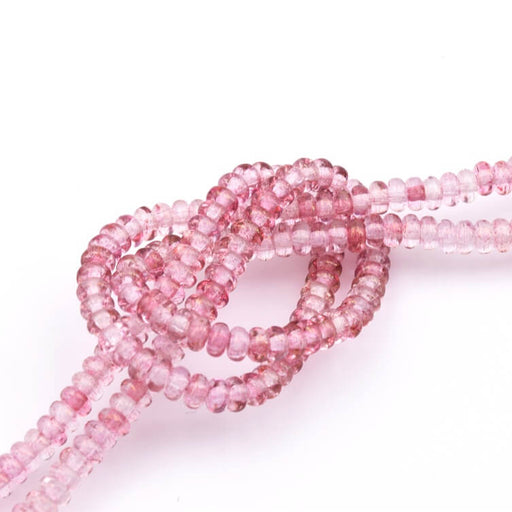 Kaufen Sie Perlen in der Schweiz Tschechische Rondelle Glasperle Glanz-Transparent Topas/Rosa 3mm (1 Strang-18 cm)