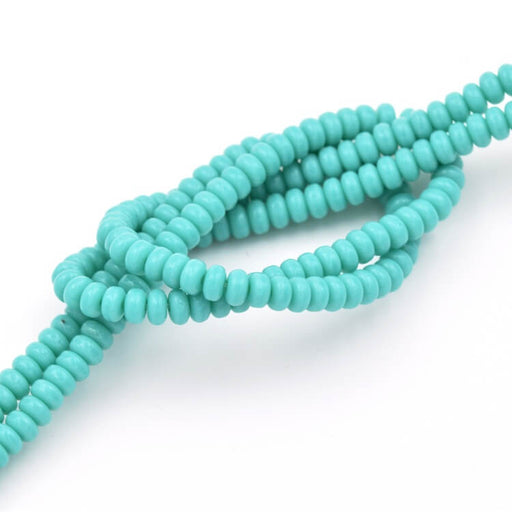 Achat Perle rondelle de Bohème Turquoise 3mm - Trou: 0.8mm (1fil-18cm)