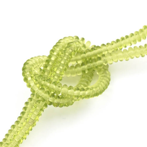 Achat Perle rondelle de Bohème Olivine 3mm - Trou: 0.8mm (1fil-18cm)