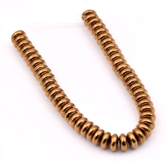 Tschechische Perlen Rondelle Donut Bronze 6x3mm - Loch: 0,8mm (1 Strang-13,5 cm)