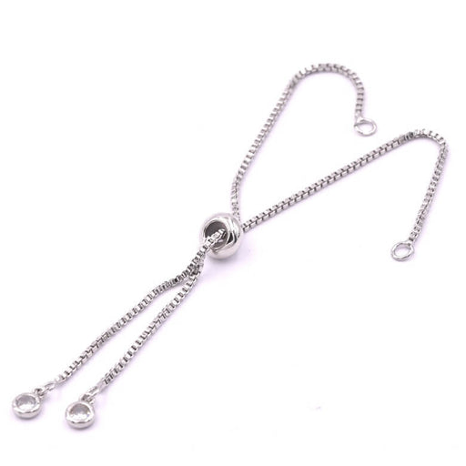 Chaîne maille carré réglable laiton platiné pour bracelet 10cm et zircons (1)