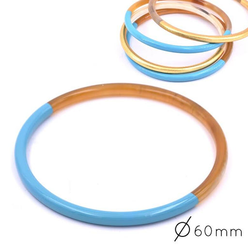 Bracelet jonc corne bleu turquoise 60-63mm - Epaisseur : 3mm (1)