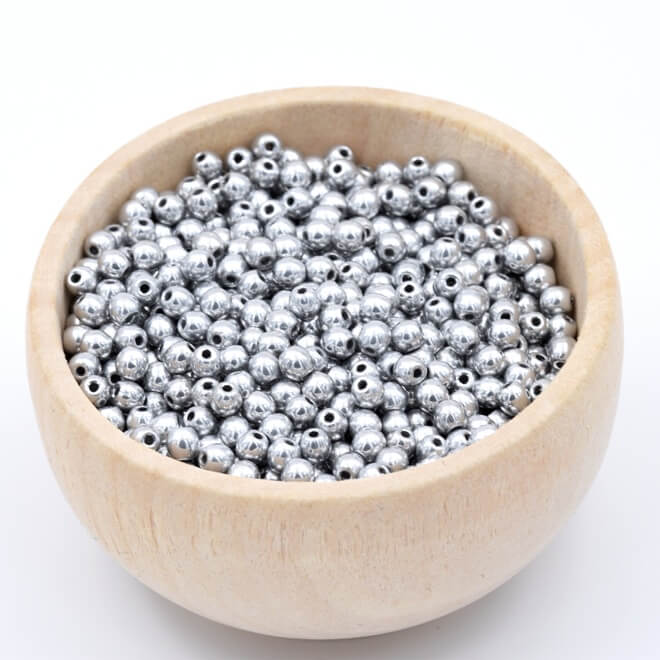 Perle ronde de Bohème Silver 3mm (30 perles)