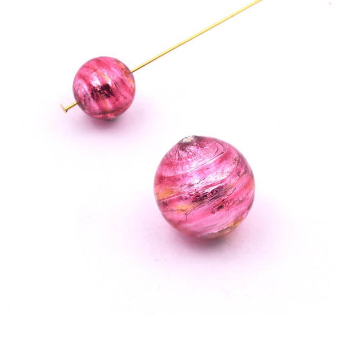 Perle de Murano ronde rubis et argent 10mm (1)