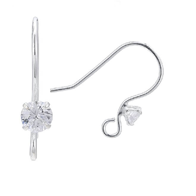 Boucles d'oreilles crochet argent 925 avec zircon 13x16mm (2)