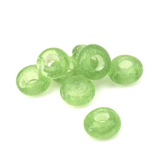 Kaufen Sie Perlen in der Schweiz Donut-Rondelle-Perle aus peridotgrüner Glaspaste, 6–7 mm (4)