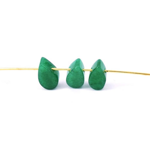 Kaufen Sie Perlen in der Schweiz Grün getönter Jade-Tropfenperlenanhänger 10 x 5.5 x 4 mm – Loch: 0.7 mm (3)