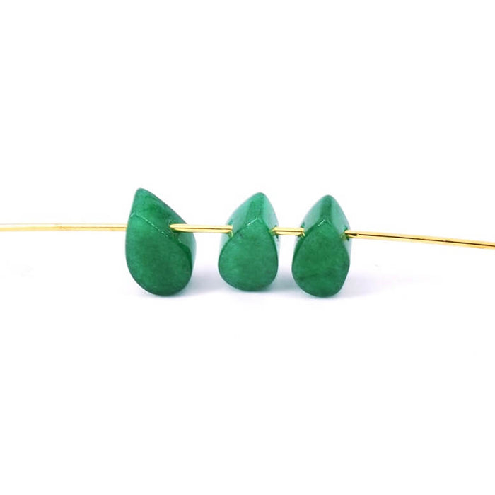 Grün getönter Jade-Tropfenperlenanhänger 10 x 5.5 x 4 mm – Loch: 0.7 mm (3)