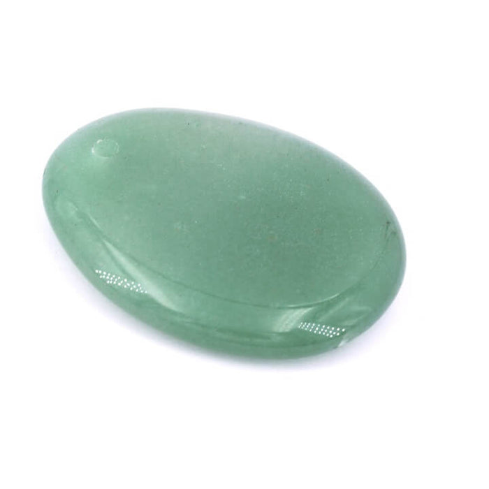 Pendentif ovale galet plat Aventurine verte 40x32mm - Trou: 2mm (1)