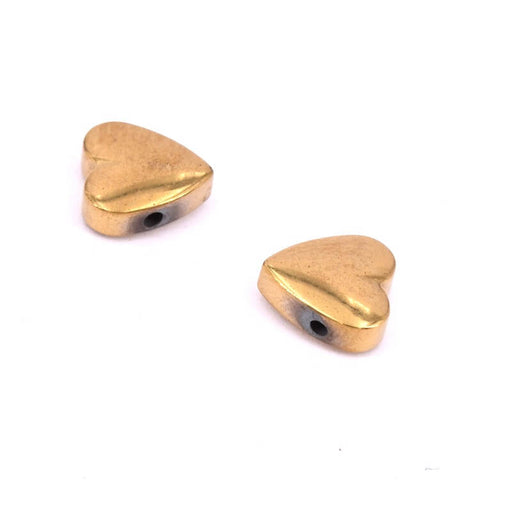 Kaufen Sie Perlen in der Schweiz Synthetische Hämatit-Goldherzperlen 8x3mm - Loch: 1mm (2)