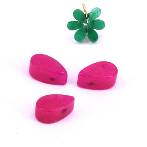 Kaufen Sie Perlen in der Schweiz Tropfenperlen-Anhänger aus Jade, getönt, Fuchsia, 10 x 5,5 x 4 mm – Loch: 0,7 mm (3)