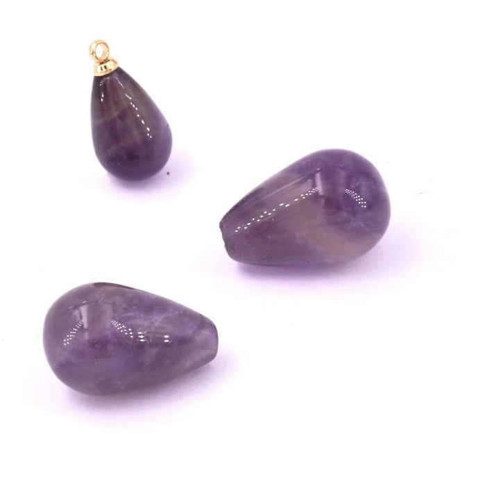 Halbgebohrte Tropfenperle Amethyst 13x6mm - Loch: 1mm (2)