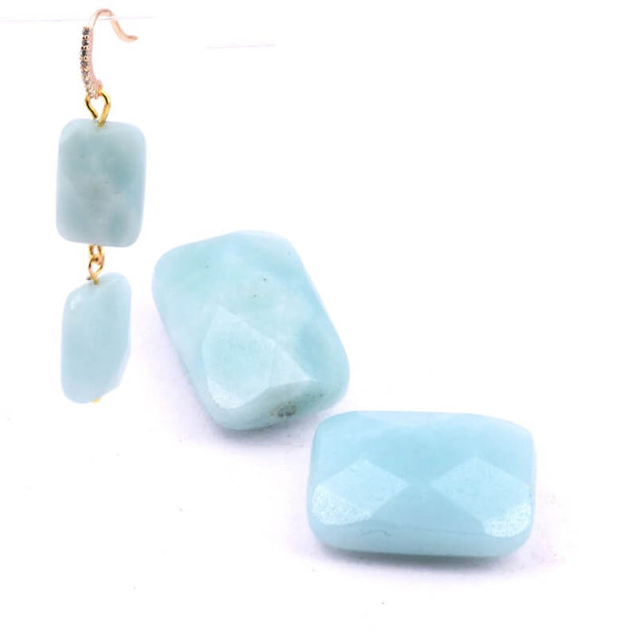 Perle rectangle à facettes en Amazonite 14x10mm - Trou: 1mm (2)