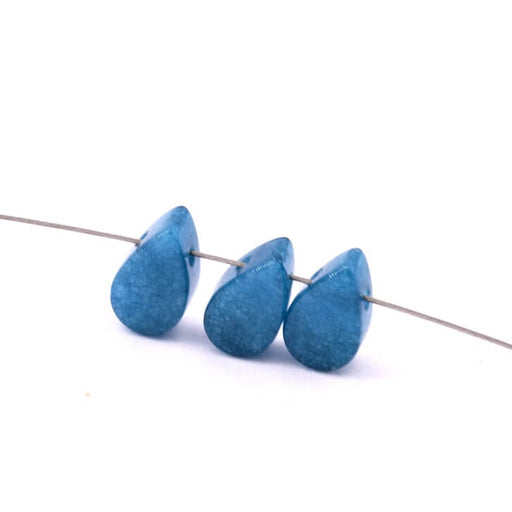 Kaufen Sie Perlen in der Schweiz Tropfenperlenanhänger Blau getönte Jade 10x5 .5x4mm (3)