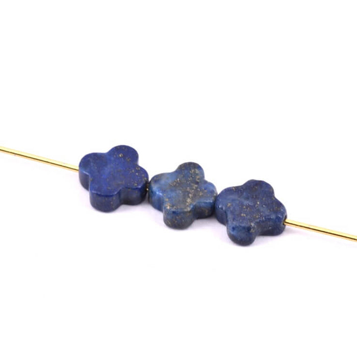 Perle trèfle en lapis-lazuli 8mm - trou : 0.8mm (3)