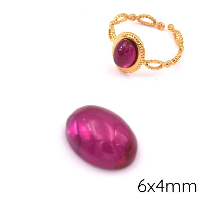 Cabochon ovale en corindon teinté rouge grenat 8x6mm (1)