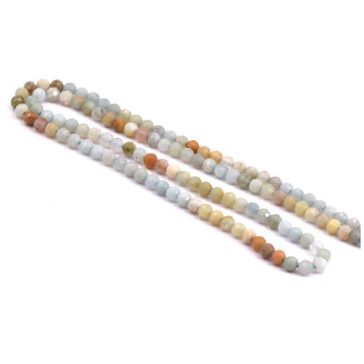 Achat Perle facettes amazonite et pierre de lune 3.5x3mm (1 Fil-38cm)