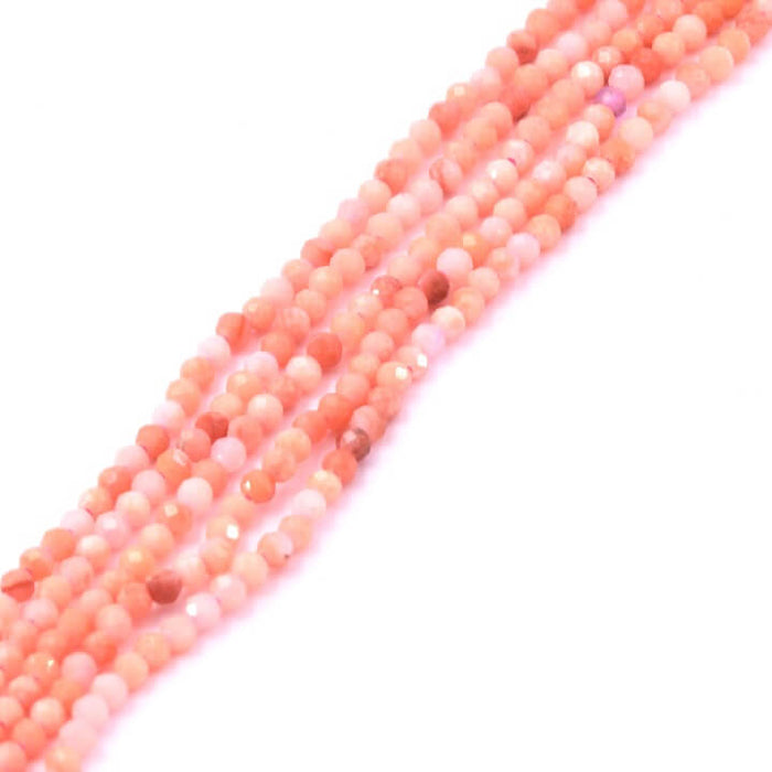 Perle ronde facettes Aventurine rose 2-2.5mm (1 fil-40cm)