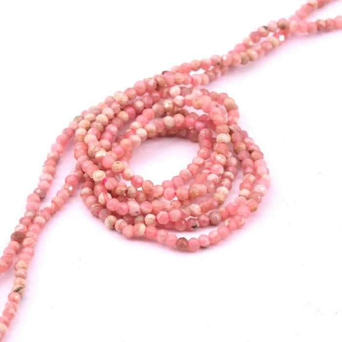 Facettierte runde Perle aus natürlichem Rhodochrosit 2 mm - 38 cm Faden (1)