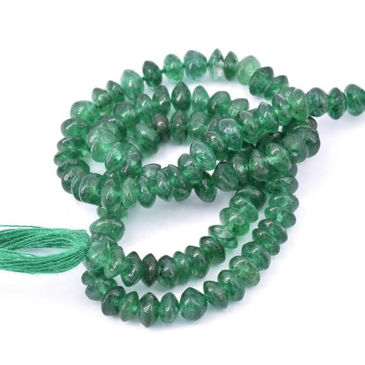 Perle bouton bicone en Aventurine vert foncé 5x3mm (1 Fil-33cm)