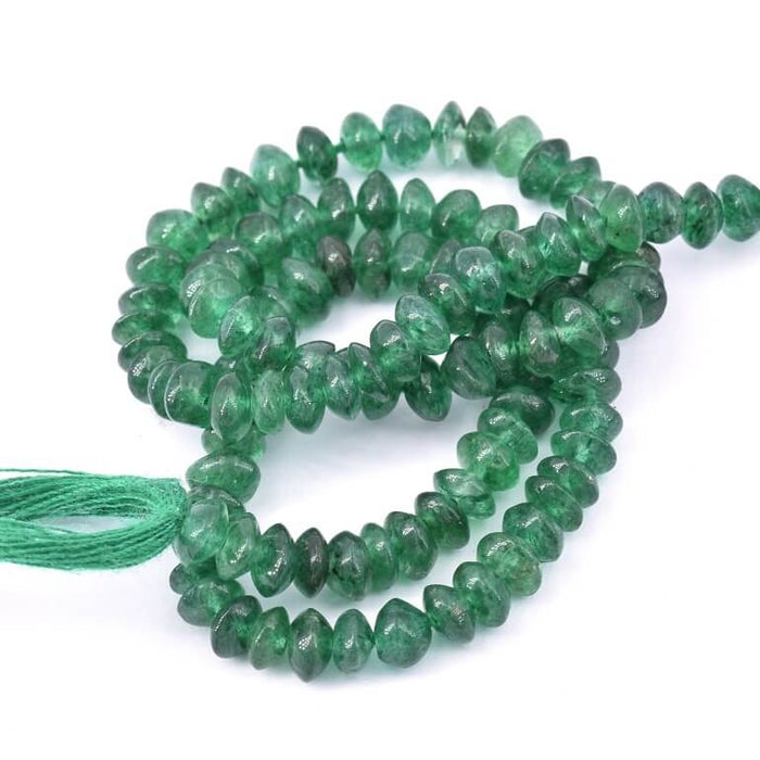 Perle bouton bicone en Aventurine vert foncé 5x3mm (1 Fil-33cm)