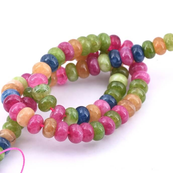 Perles rondelle jade teinté couleur mixe 8mm-trou: 1.2mm, fil 37cm (1)