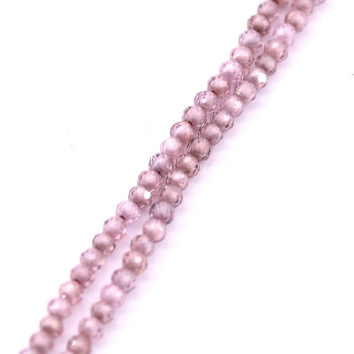 Facettierte runde Perle aus Zirkon - altrosa 2mm (1 Strang-37cm)