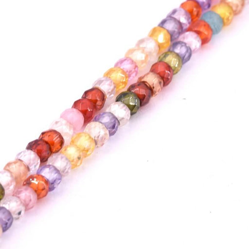 Perle rondelle à facettes en zircon couleur mix 3x2mm (1 fil-37cm)