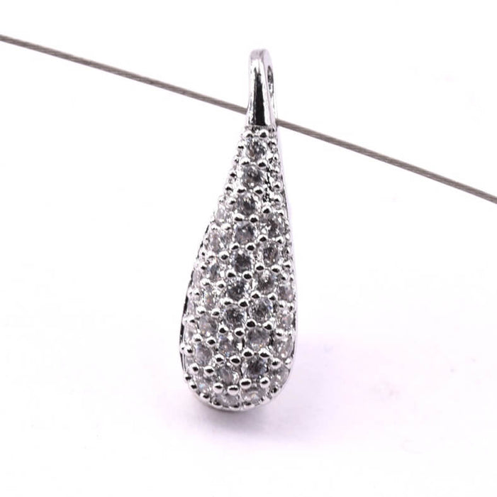 Pendentif goutte en laiton pavé zircon 18mm - Trou: 1.5mm (1)