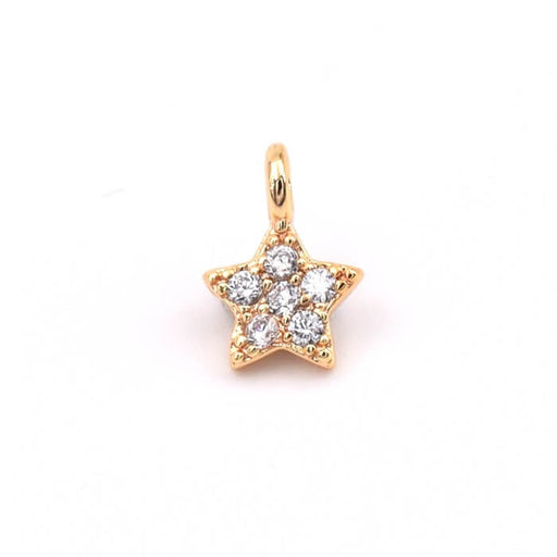 Kaufen Sie Perlen in der Schweiz Stern-Charm-Anhänger gepflastert mit Kristall-Zirkon goldfarbenes Metall 8 x 5 mm (1)