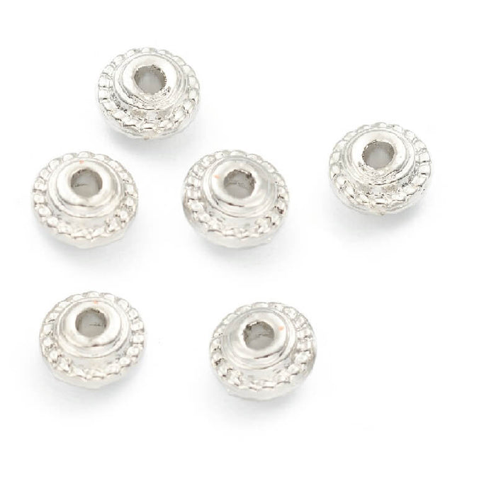 Perles Heishi Bicones Perlées Plaqué Rhodié Qualité 5x3mm, Trou: 1,1mm (10)