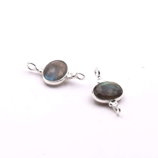 Connecteur oval Labradorite sertis argent 925 8x6mm (1)