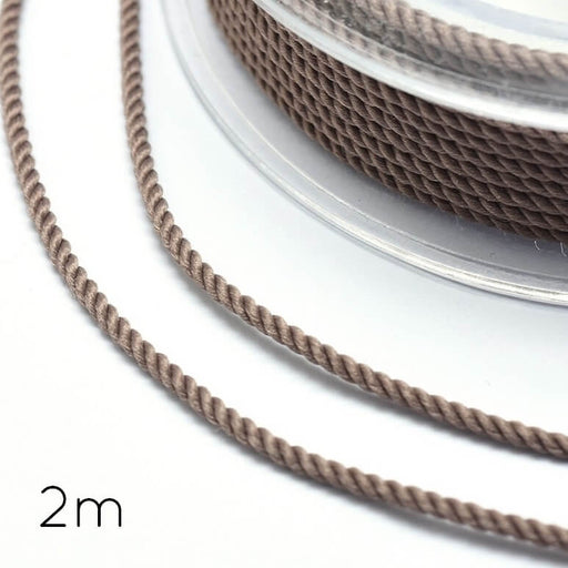 Achat Cordon nylon soyeux torsadé marron 1mm (2m)