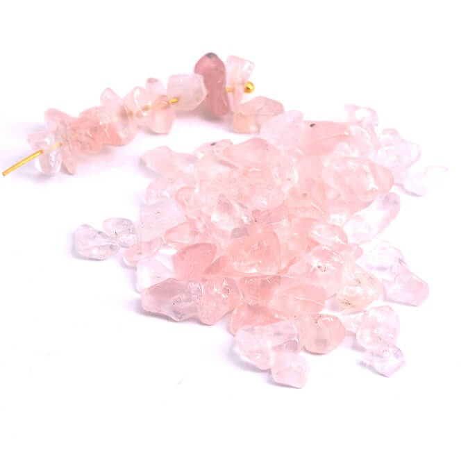 Perles Chips Quartz Rose Petites 4-8mm - Trou: 0.6mm (18g-40cm)