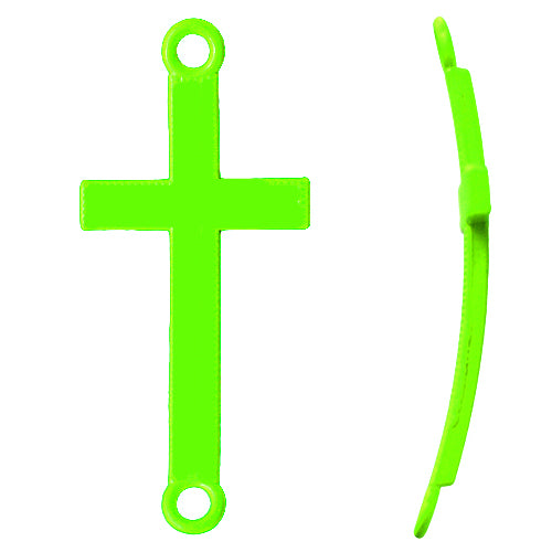 Lien croix pour bracelet vert neon fluo 17x37mm (1)